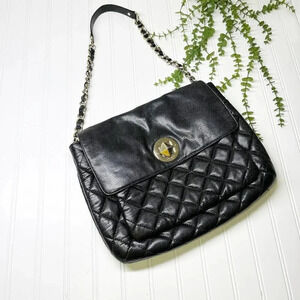 Kate Spade Black Quilted Chain Strap Shoulder Bag Gold Hardware